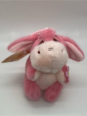 Pink Eeyore Stuffed Plush Pendant With Flower and Bow Details